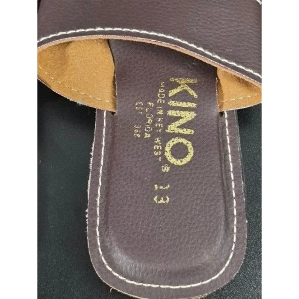Kino Sandals Unisex 13 Brown Leather Thong Slides Key West Handmade Square Toe